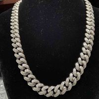 Meisidian 18 Inch 12mm Silver VVS Moissanite Diamond Cuban Link Chain Men Necklace For Part Jewelry X0509