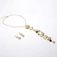GuaiGuai Jewelry Naural White Pearl 20" Freshwater White Flower Keshi Pearl Tassel Necklace Earrings Sets For Lady Women Gift Jewelry