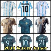 21 22 Fussball Jersey Argentinien Fußball-Hemd Messi Maradona Kun Aguero Aimar di Maria Otamendi Dybala Lo Celso TagliFico Ocampos Uniformen Lila Silber