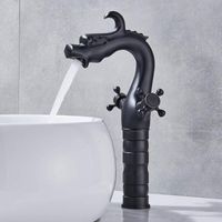 Ejderha şekli banyo lavabo damarı musluk, çift kolu karıştırıcı musluk, siyah renk, pirinç malzeme, yağ ovuşturdu bronz musluklar