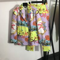 Barok Kadın Takım Elbise Setleri Lüks Kabuk Desenli Lady Blazers Klasik Kişilik Baskı Kadın Suit Set Marka Pantolon