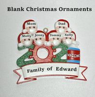 2021 DIY Decoração de Natal Ornamentos 1-9 Cabeças Pingente de Árvore com Corda Em Branco Personalizado Nome da Família A02