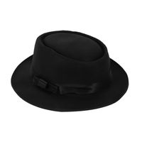 Breite Krempe Hüte Frauen Männer Cool Classic Jazz Fedora Trilby Hut Gebläse mit Bowknot (schwarz)