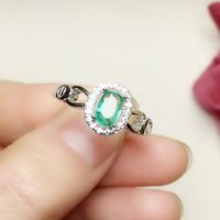 Anillos de racimo por joyería Natural Real Sapphire o Ruby Emerald Ring 0.6ct Gemstone 925 STERLINAL SILLA FINA T204151