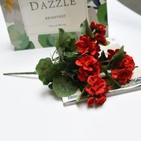 装飾的な花の花輪の花輪の秋の屋外人工的なゼラニウム赤Zaleaの茂みの高品質の紫外線抵抗性偽の家の装飾