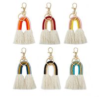 Tessitura portachiavi arcobaleno portachiavi handmade portachiavi portachiavi macrame sacchetto di fascino auto appeso gioielli regali per le donne