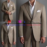 Men's Suits & Blazers Classic Khaki Mens Formal Business Custom Made Blazer Vintage Wedding Groom Tuxedo 2 Piece Sets Costume Homme Jacket+P