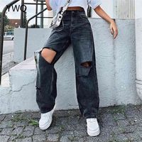Compre al por mayor Jeans De Mujer Rotos Negros de bajo precio \u0026 de calidad  con envío gratuito | Es.DHgate