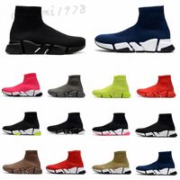 2021 Trainer velocità di alta qualità Moda Uomo Donna Calzino Scarpe casual Triple Nero Bianco Neon Royal Grigio Taglia Mens Designer Sneakers C33