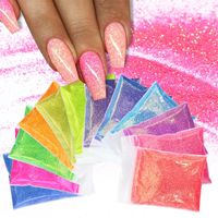 Nail Art Decorations 10g Sparkly Candy Powder Baby Blue Ombre Nails Glitter Chameleon Pigment Damm för Manicure Polish Supplies