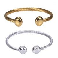 Bangle Classic Healthy Stainless Steel Open Men Women Cuff Bangles Cable Ball Charm Bracelet Vintage Sporty Bracelets Jewelry Dropship