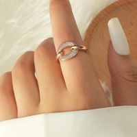 Alianças de casamento brilhante cristal rhinestone anel de punho mulheres design simples redondo círculo livre tamanho ajustável jóias para presente de festa