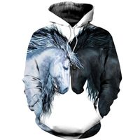 Sweats à capuche pour hommes Sweatshirts Vêtements de cheval Art 3D Sweat-shirt imprimé / Zipper / Sweat à capuche occasionnel Unisexe Jacket Pull Tops Style-K-313