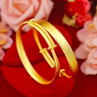 Bracelet en or 24kt Bangles Fashion Femme Girl Anniversaire cadeau de mariage simple push-pull