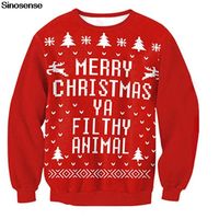 Unisex feia camisola de Natal 3d engraçado suéteres jumpers tops pulôver outono inverno férias festa xmas moletom