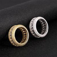 Wit 18K HIP HOP CZ Ring Sieraden Zirconia Band Luxe Cubic Gouden Diamant Blibbling Gouden Mannen voor Ring Set Mode Vinger Volledige NE 546 Q2