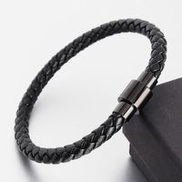 Charme pulseiras na moda simples bracelete de couro twisted preto para homens casuais casuais banquete trabalho jóias presente