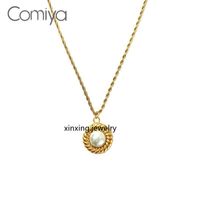 Comiya halsband för kvinnor zink legering guldfärg långa länkar kedjor akryl pärla mosaik rund stor hängande halsband collare femme