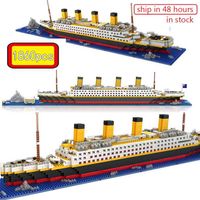 1860 unids RMS modelo Titanic Large Cruise Ship / Boat Micro Micro Bloques de construcción Colección Ladrillos Juguetes DIY para niños Regalo de Navidad 210830