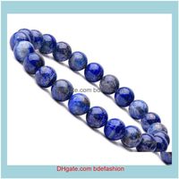 Perlé, brins bijoux de bijoux qualité pierre naturelle lapis lazuli bracelets perlés pour femmes hommes mode énergie bracelet élastique bijoux cadeau