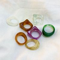 Anel de banda acrílico de resina transparente colorido novo vintage geométrico largo largo índice de dedo para as mulheres misturadas jóias a granel