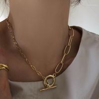 Kettingen punki goud gemengd papier clip ketting type ot schakelaar gesp ketting 2021 sieraden mode producten voor mannen en vrouwen