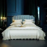 Conjuntos de cama Branco Luxo 1000TC Egípcio Algodão Girl Set Lace para Casa Rainha King Size 4/7 Pcs Duvet Cover Cama Folha de Cama