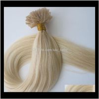 Förbundna produkter100G 100Strands Nail U Tip Extensions 18 20 22 24In # 60 / Platinum Blondin Pre Bonded Brazilian Indian Human Hair Drop Del