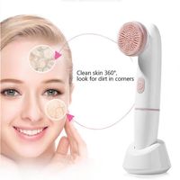 Electric Face Cleansing Brush för ansiktsbehandling Hudvård Tvätt Sonic Vibration Massage Tool 2 i 1 Acne Pore Blackhead Silikon Cleaner C545L