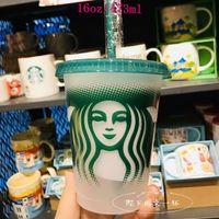 Starbucks Mermaid Dea 16oz / 473ml 24oz / 710ml Tumblers tazza di succo di plastica con tazze magiche a labbro e paglia