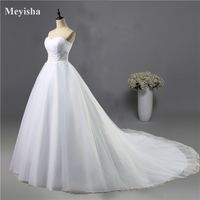 Zj9008 lentejuelas de alta calidad sin tirantes de moda blanco marfil novias vestidos de longitud del piso boda más tamaño maxi formal 2-26w