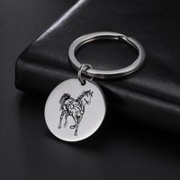 Keychains My Shape Horse Keychain Animal Key Ring Gold Silver Color Stainless Steel Round Pandent Chain Keyholder Fashion Jewelry Gift