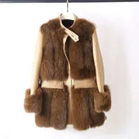 OFTBUY Real Natural Fox Fur Coat Winter Jacket Women Double-Faced Merino Sheep Fur Genuine Leather Warm Streetwear Locomotive