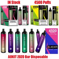 원래 Aokit Zozo 바 일회용 장치 키트 키트 전자 담배 4500 퍼프 2200mAh 충전식 배터리 15.8ml 미리 채워진 카트리지 포드 vape 펜 공기 최대 100 % 정통