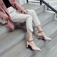 Summer Sandals Women 2021 Fashion Closed Toe Square High Heels Gladiator Pointed Pink Lady Shoes Size 11