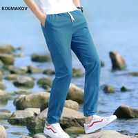 Мужские брюки 2021 весенние мужские удобрения Увеличение хлопковых и льняных брюк Бизнес повседневная мужская высокое качество Размер M-4XL