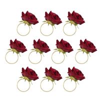 Napkin Rings 10Pcs Red Rose Shape Towel Buckle Ring Wedding Party Valentine's Day El Table Decor Holder