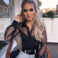 Compre al por mayor Blusa Transparente De Encaje Largo de bajo precio \u0026 de  calidad con envío gratuito | Es.DHgate