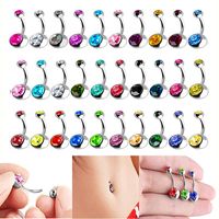 Hoop & Huggie 5/10/20/30 Pcs Colorful 14G Belly Button Rings CZ Crystal Stud For Women Piercing Jewelry Bars Navel
