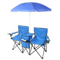 Наборы на открытом воздухе садовые наборы двойное складное 2-сильное кресло с портативным съемным солнцем зонтиком пикник кулер кулер для лагеря пляжный стол и перенос сумки США