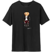 American Fashion Drukowana koszulka męska koszulka polo z długim rękawem Pullover Designer Bear Round Neck Men