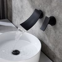 Contemporary Bathroom Sink Faucet Waterfall Widespread Wall Mount Mixer Tap