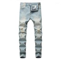 Hommes Mode Lave-linge Jeans Casual Denim Pantalons En détresse Slim Stretch Cowboy Biker Hip Hop Street Male Jeans
