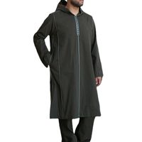 Этническая одежда традиционная черная черная рукава с капюшоном в африканском стиле мужские рубашки повседневная полосатая мусульманская футболка Чилаба мужчина 2022
