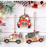 Christmas Decorations Pendant Wooden Painted Colorful Car Santa Claus Drop Ornaments For Home Kids Toys Xmas Gift CCF12552