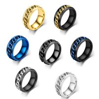 Anel de aço inoxidável do anel de aço inoxidável do anel de aço inoxidável de 8mm para homens com banda do casamento do inlay da corrente do meio-fio
