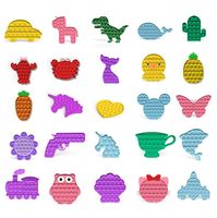Los juguetes de descompresión Empuje sus pops Fidget diferentes tipos de características de la forma Popper Burbuja de la burbuja de los dedos del juguete sensorial para los regalos de los niños