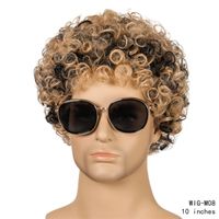 Kinky Curly Homens Sintetic Wig Mix Color Peluca Perruques de Chaveux Humanos Simulation Humany Remy Wigs Wig-M08