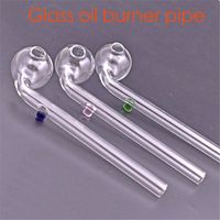 14cm curvado vidro claro queimador de óleo de vidro tubo de água bubbler pyrex borner tubulações de queimador de pyrex fumando com colorido equilibrado