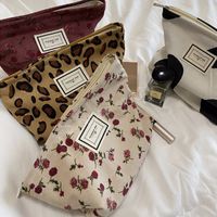 Corduroy Cosmetic Bag retro Leopard Print Cosmetic Bag Chang...